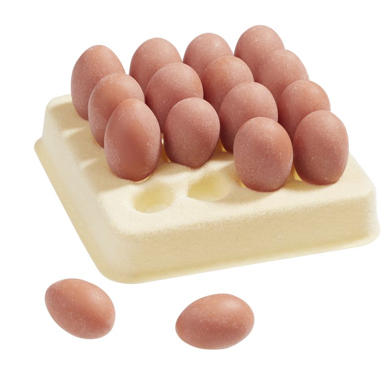 16 Stück Eier mit Eierkarton als Wichteltür Zubehör - Maße ca 4 x 4 cm  Eierkarton