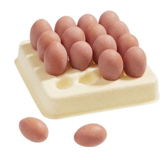 16 Stück Eier mit Eierkarton als Wichteltür Zubehör - Maße ca 4 x 4 cm  Eierkarton