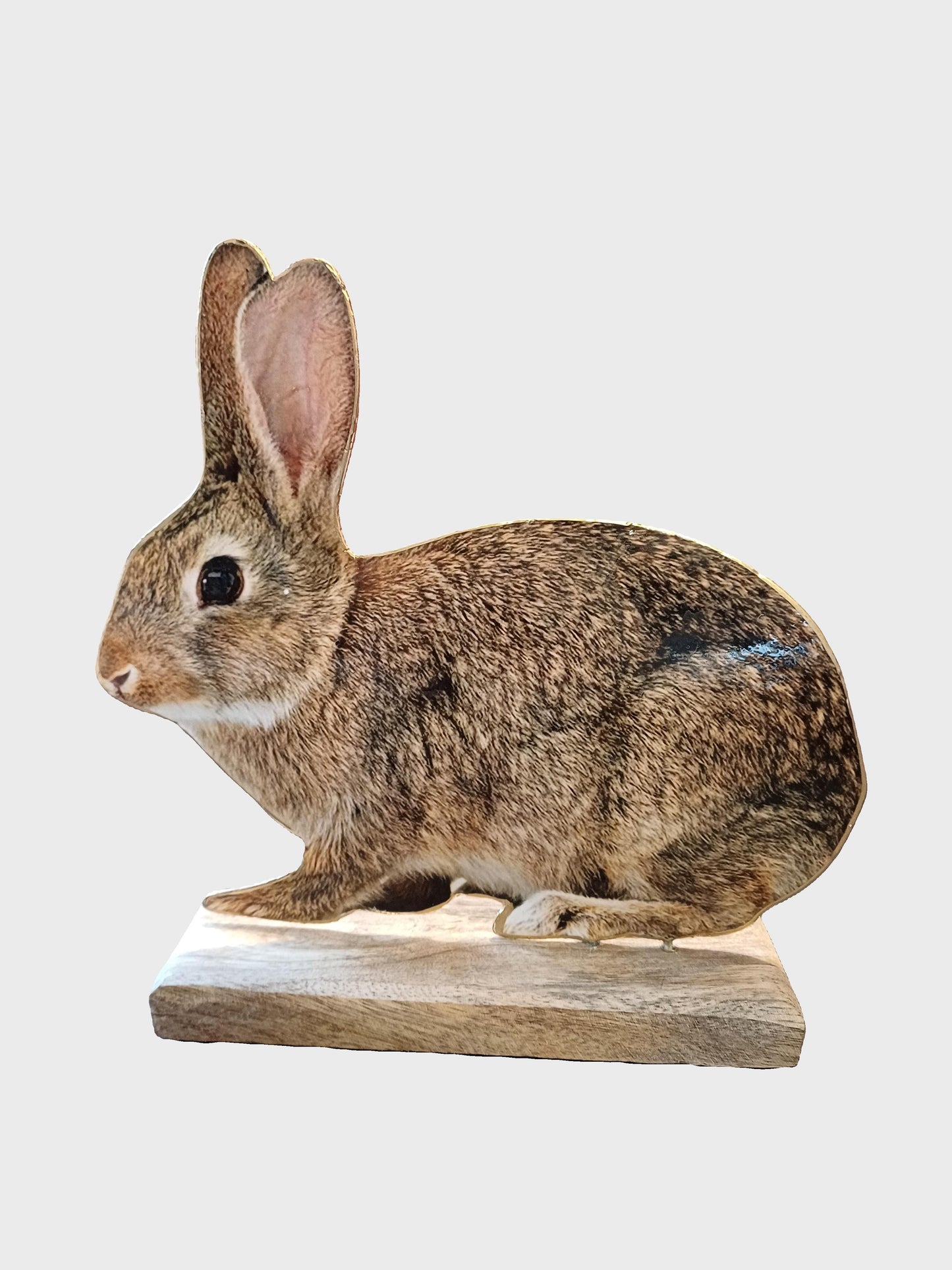 Hase "Le Fleurs" aus Metall / Holz - braun oder grau - groß