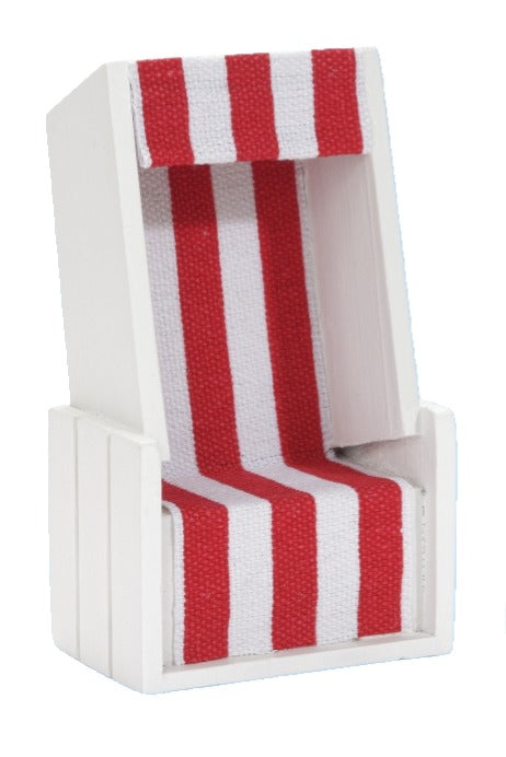 Strandkorb - rot-weiß - 12 x 7 x 4,5 cm - Wichteltür Zubehör