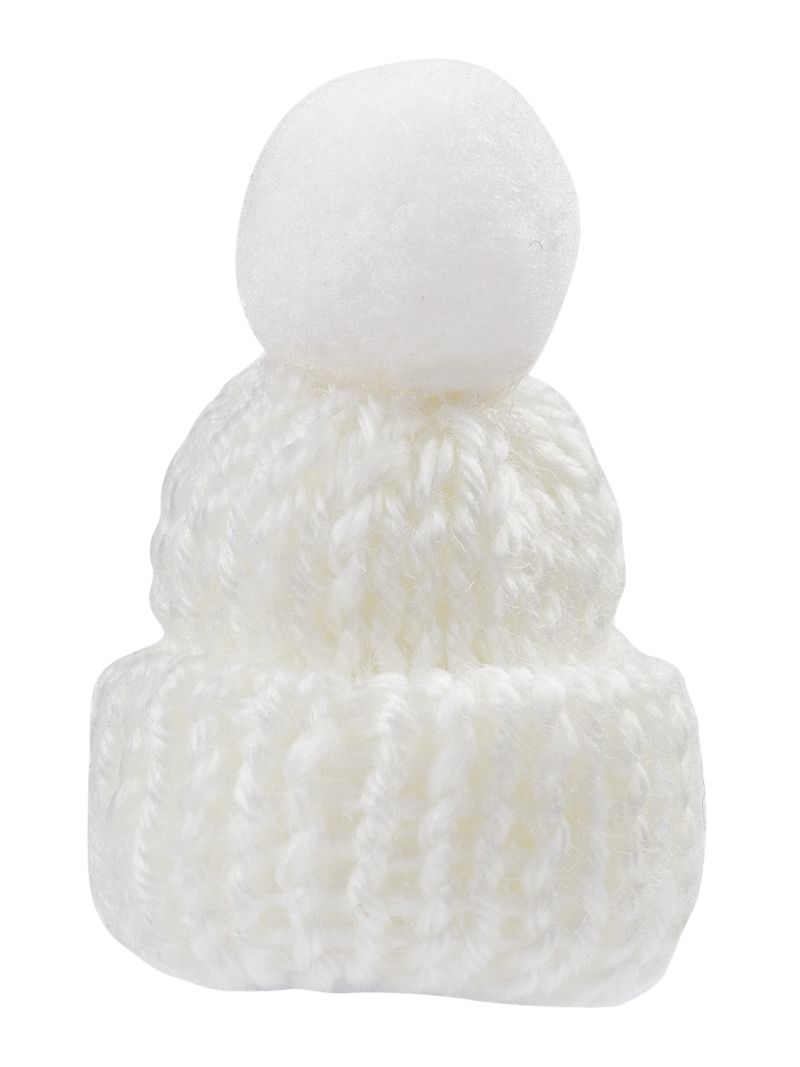 Strickmütze - wollweiß - ca. 4,5 cm - Wichteltür Zubehör