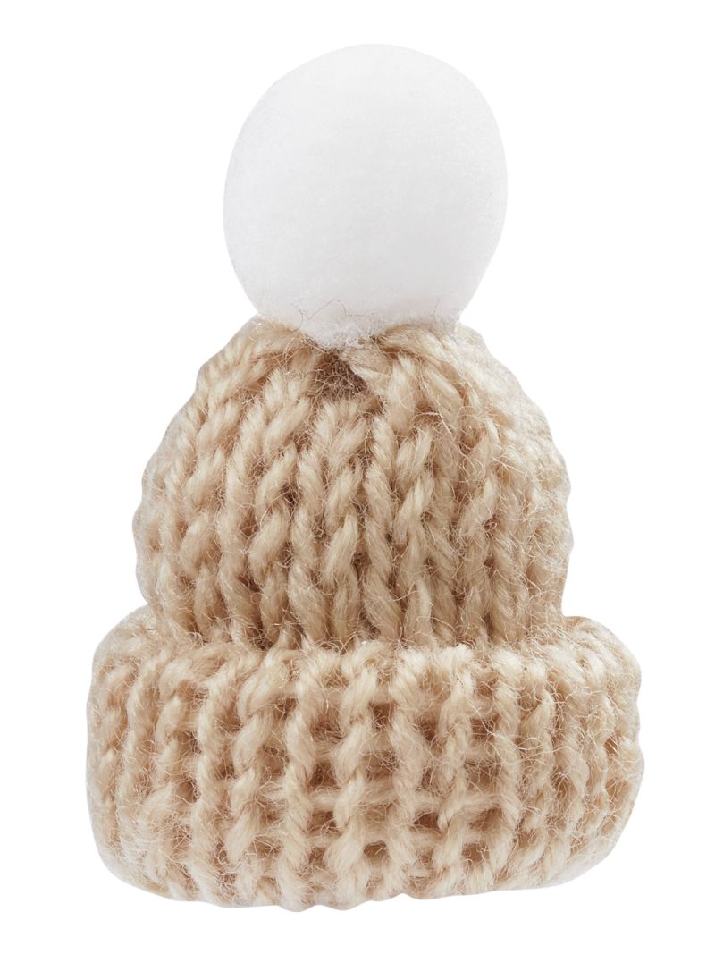 Strickmütze - beige - ca. 4,5 cm - Wichteltür Zubehör