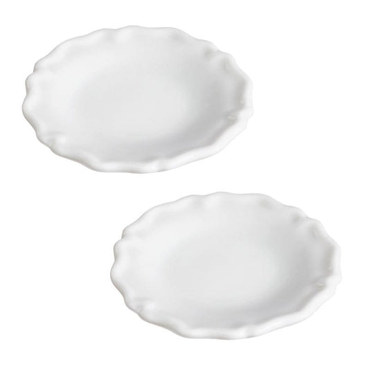 2 Teller in  weiß als Wichteltür Zubehör