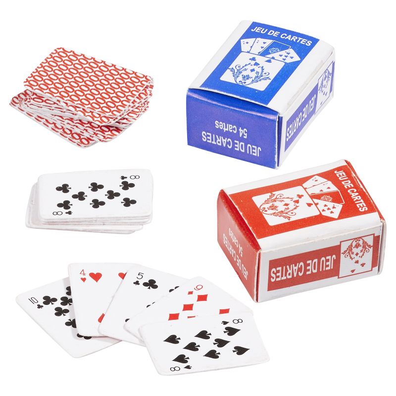 Spielkarten - 2 Sets - ca. 1,5 x 0,8 x 0,9 cm - Wichteltür Zubehör