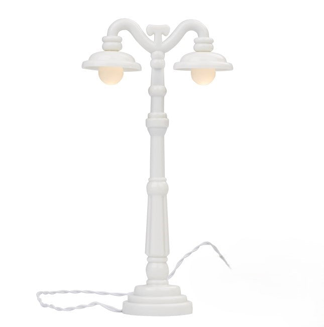 Laterne mit Licht - weiß - ca. 13 cm - Zubehör Wichteltür