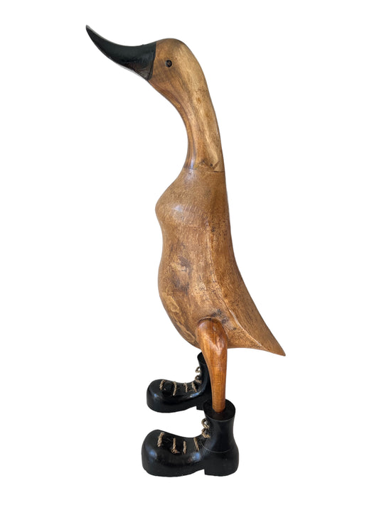 Ente aus Bambus mit schwarzen Stiefeln - H 53 cm