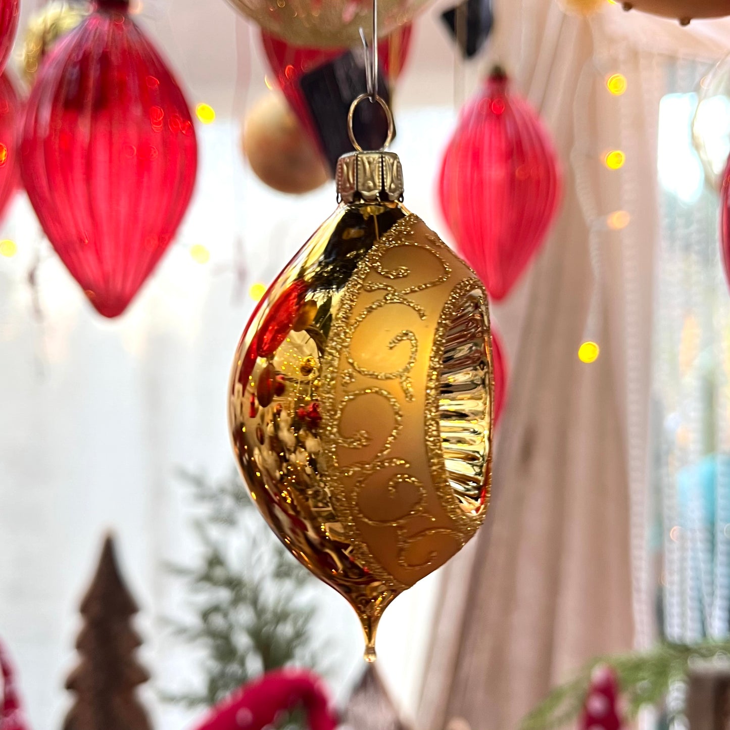 Lauscha Christbaumschmuck - Reflex-Ei - Glas - gold