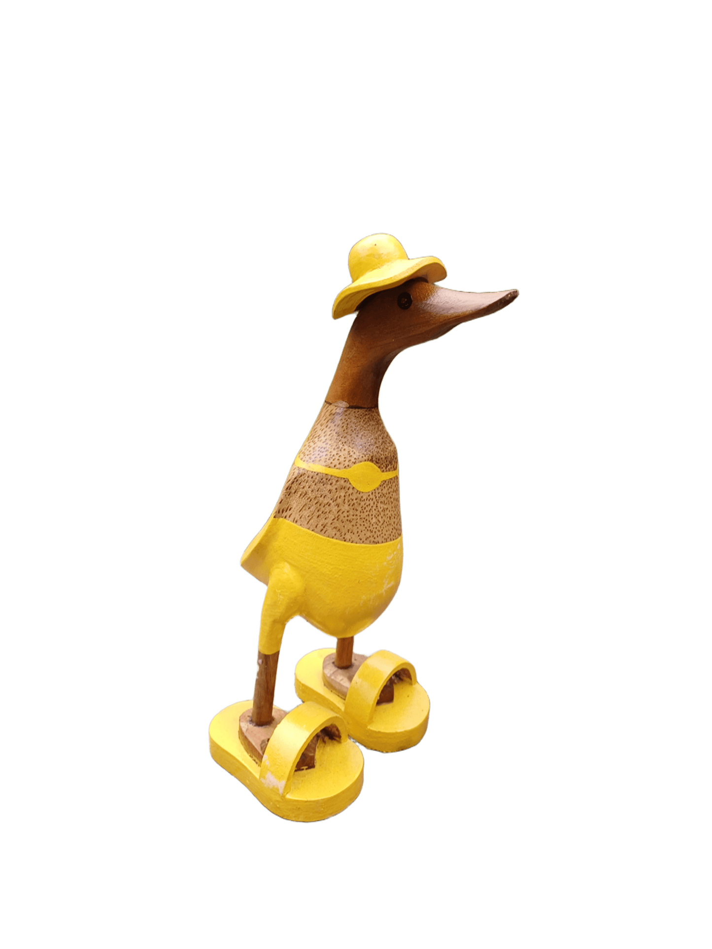 Bambusente mit Bikini, Sonnenhut und Badelatschen in Gelb. Höhe ca. 25 cm.
Wunderschöne Deko aus Bambuswurzel. Jedes Teil handgefertigt und ein Unikat. Ein Hingucker für Drinnen und Draußen.
Zudem stehen die Enten aus Bambus für Familie, Treue & Liebe und Holz für Wachstum. So macht es sie dadurch auch zu einem bedeutungsvollen Geschenk für einen lieben Menschen.