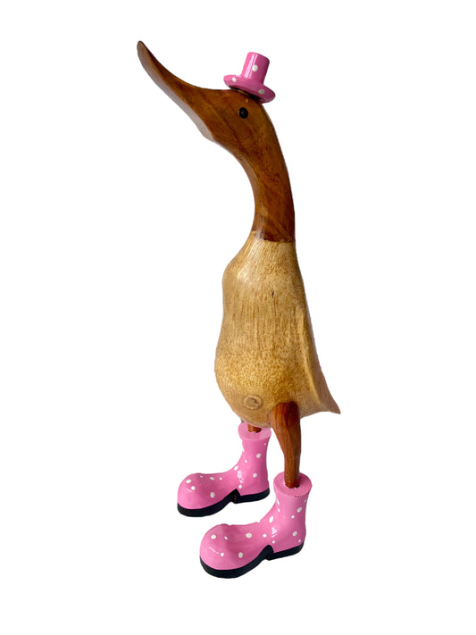 Ente mit Hut und Stiefeln in rosa - Höhe 40 cm