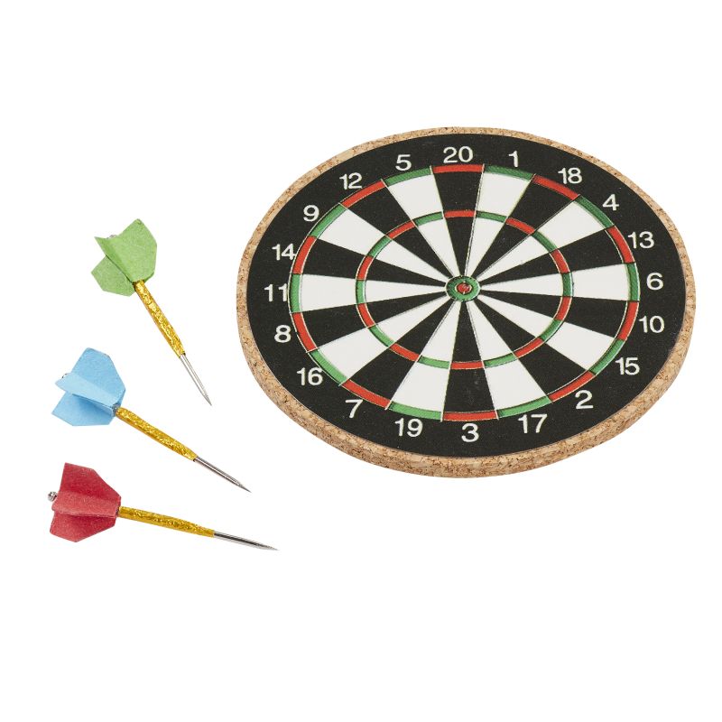 Dartscheibe mit 3 Pfeilen als Wichteltür Zubehör - Selbstklebend - Maße: ca. 5,0 cm (Durchmesser)