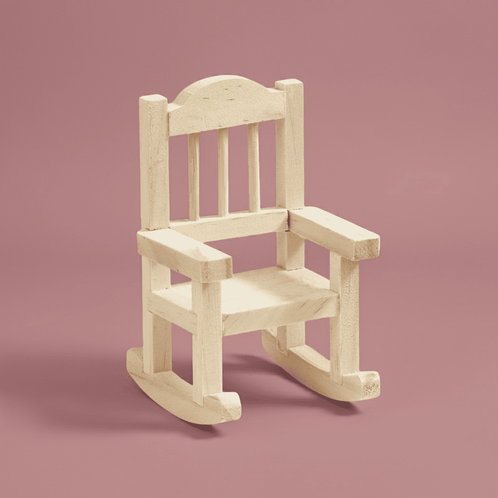 Schaukelstuhl - Holz - 3,5 x 3,5 x 7,0 cm - Wichteltür Zubehör
