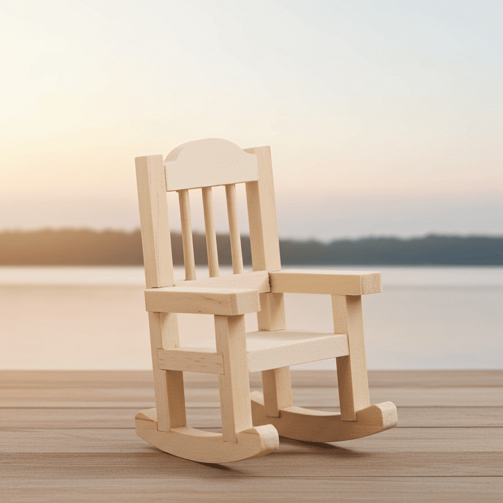 Schaukelstuhl - Holz - 3,5 x 3,5 x 7,0 cm - Wichteltür Zubehör