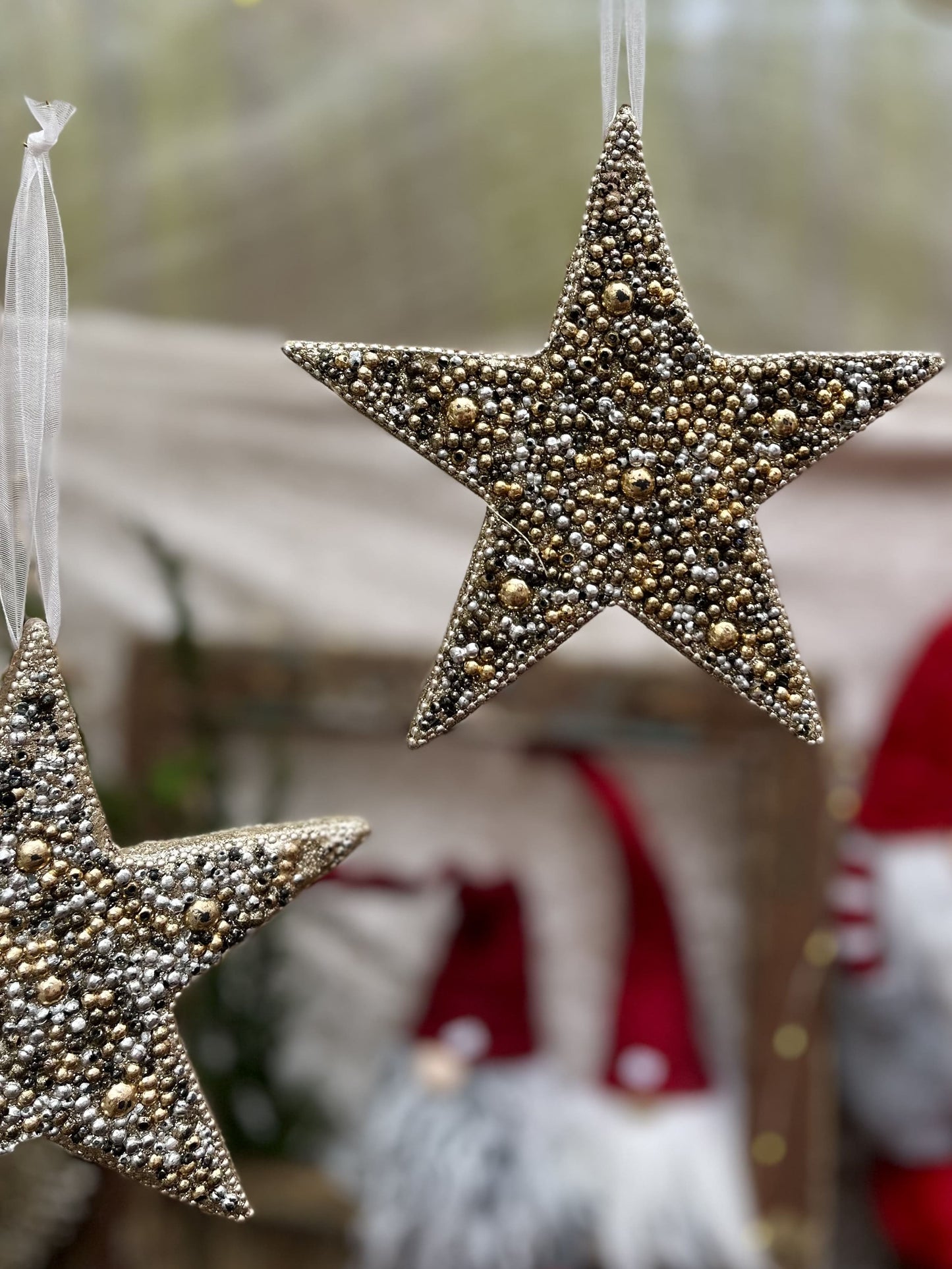 Stern - zum Hängen - Holz - silber-gold - H 16 cm