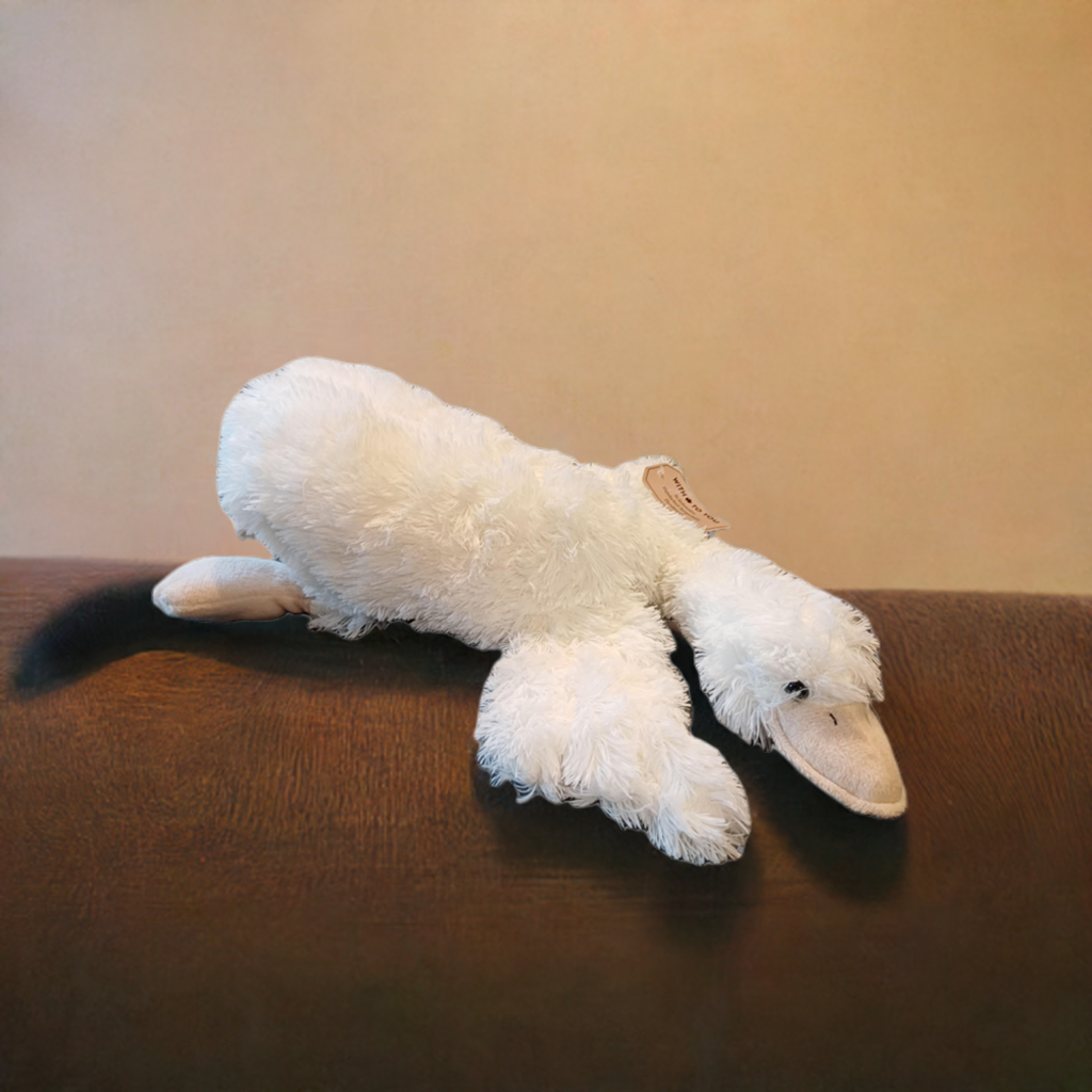 Ente aus Plüsch in weiß oder grau