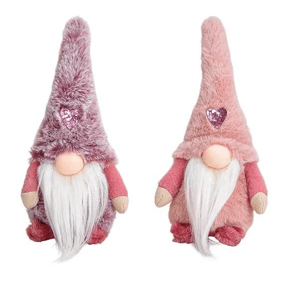 Wichtel - Fellbart - Plüschmütze mit Herz - lila od. rosa - ca. 19 cm