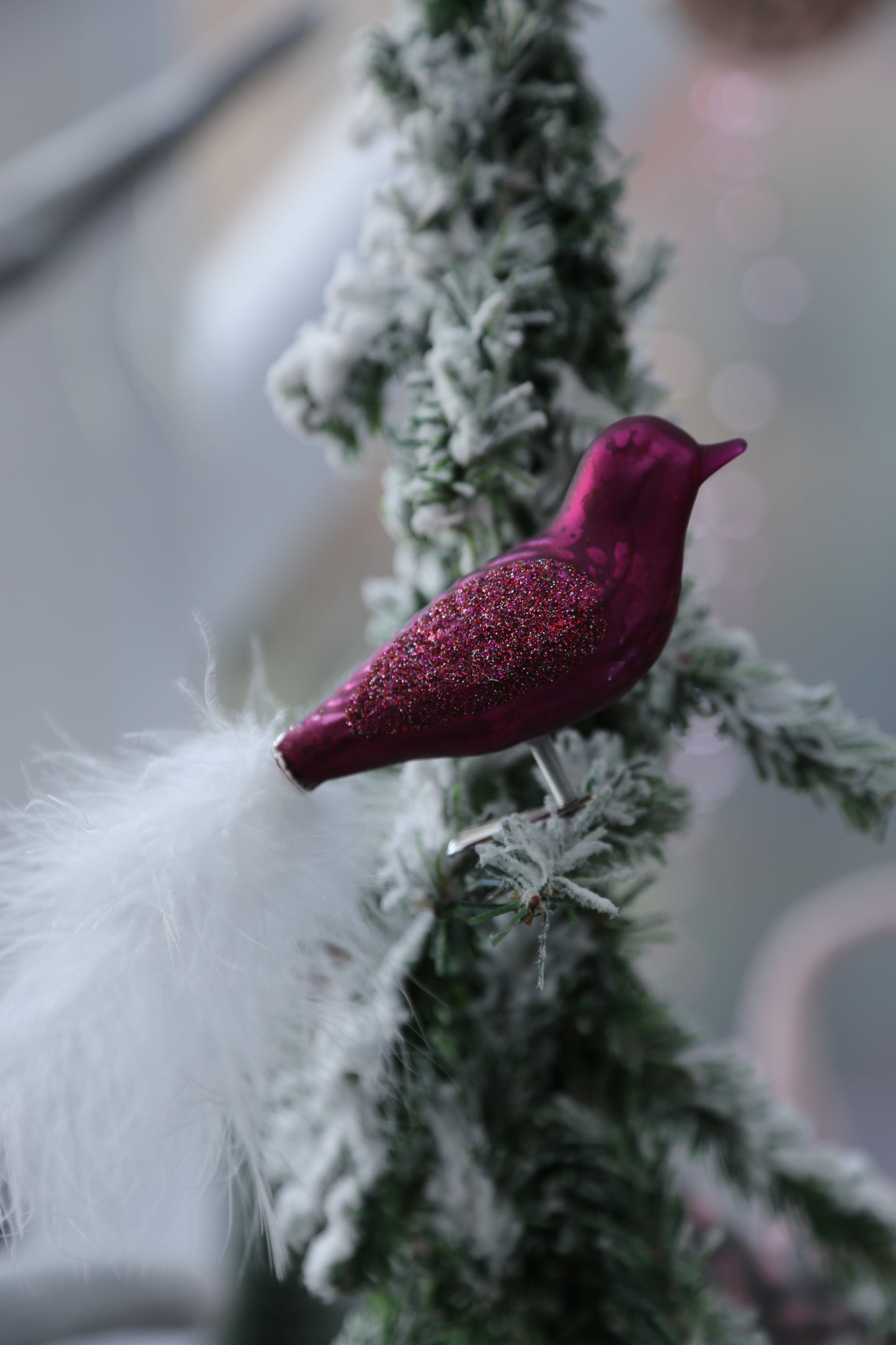 Vogel - beere - Glas - Federn - L 10 cm / H 4 cm - S´Wichtal - Bernd Borowicz