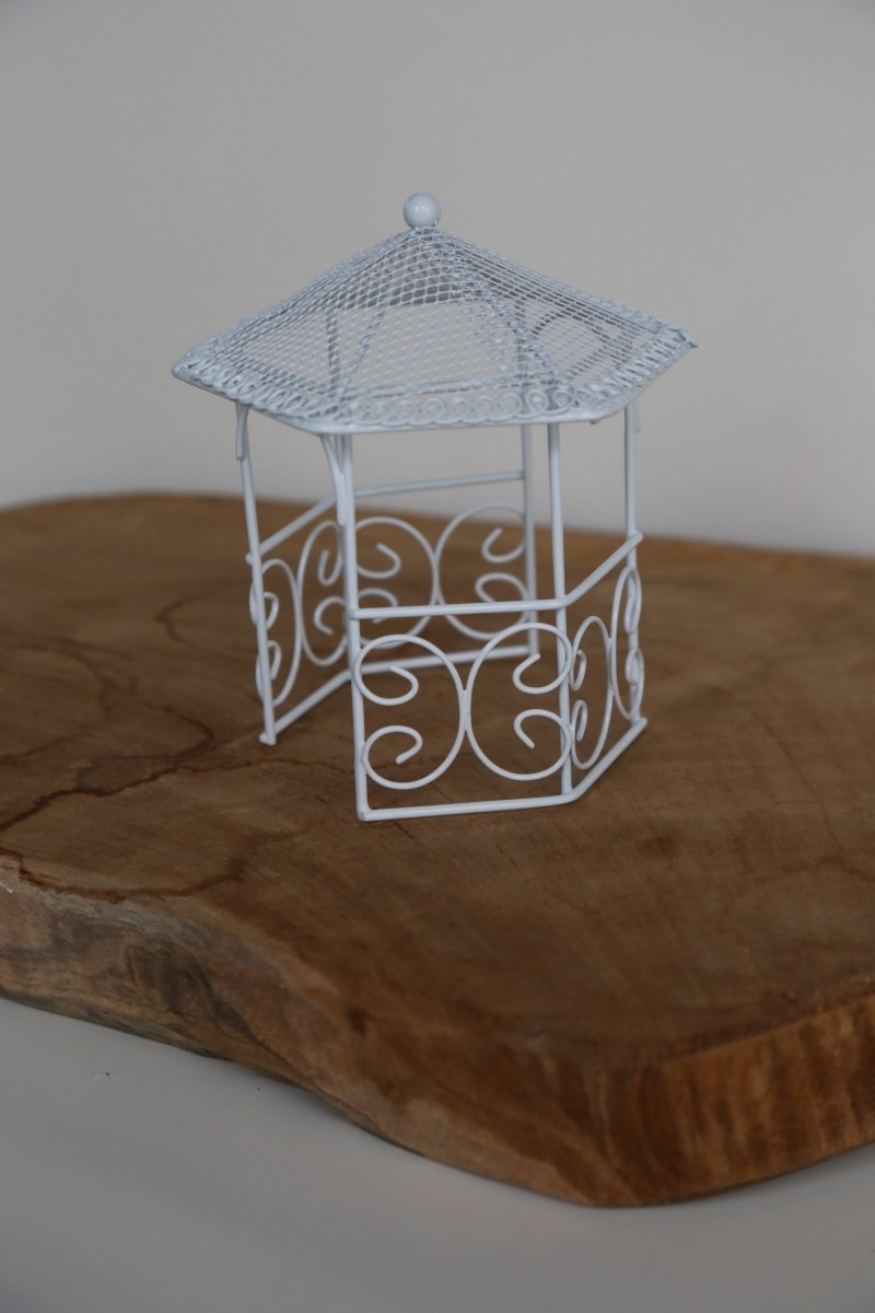 Pavillon - Metall - weiß - H 14 cm - Wichteltür Zubehör - Wichteltüren - s'Wichtal - Bernd Borowicz