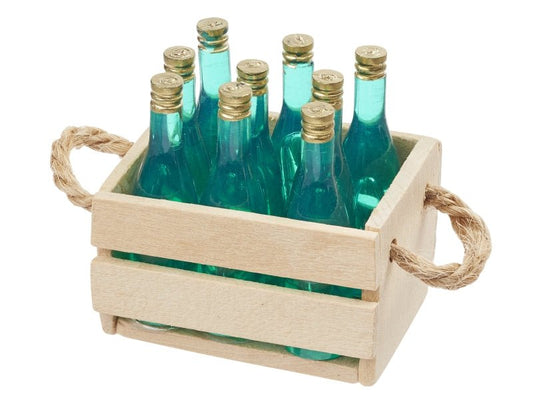 Weinkiste - türkis-hellbraun - ca 4 x 3 x 4 cm - Wichteltür Zubehör - Wichteltüren - s´Wichtal