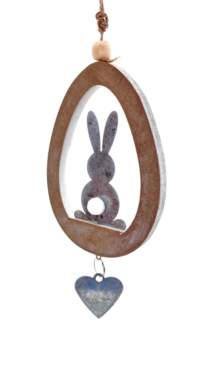 Hängerchen - Ei mit Hase - Dekoration - Holz - Metall - s'Wichtal - Bernd Borowicz