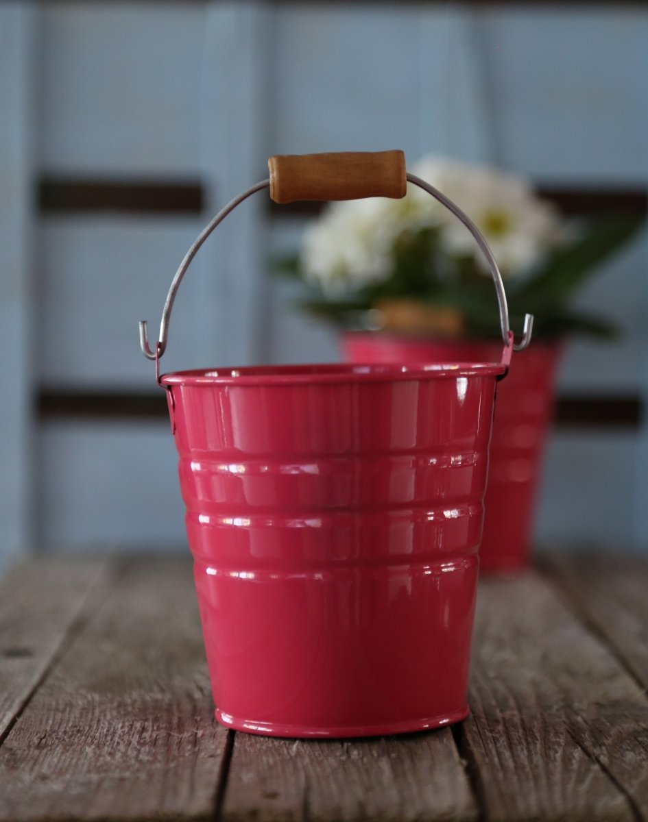 Eimer mit Henkel - Metall - pink - D 10 cm / H 10 cm - S´Wichtal