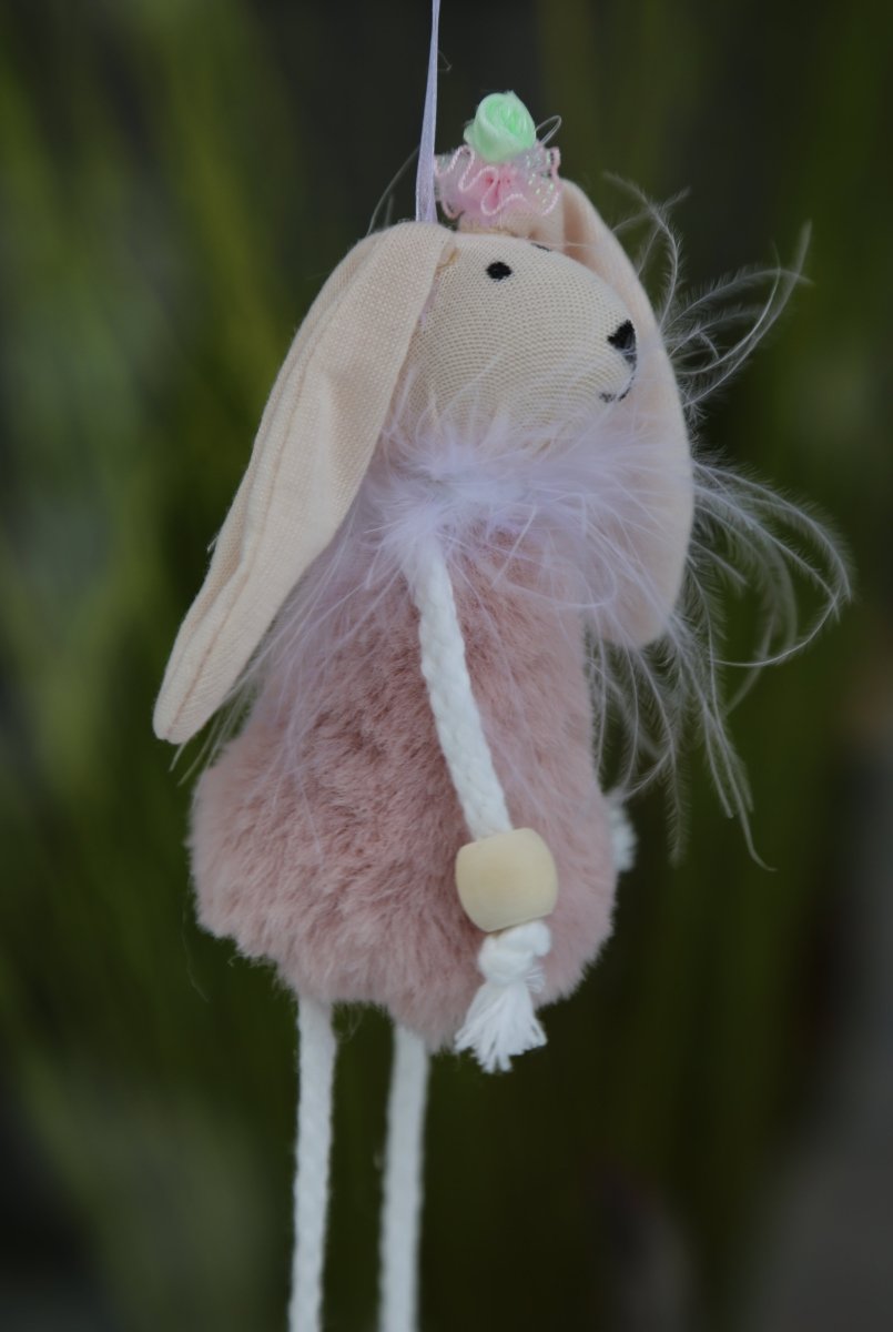 Fellhase - Stoff - natur-rosé - zum Hängen - H 10 cm - S´Wichtal - Bernd Borowicz