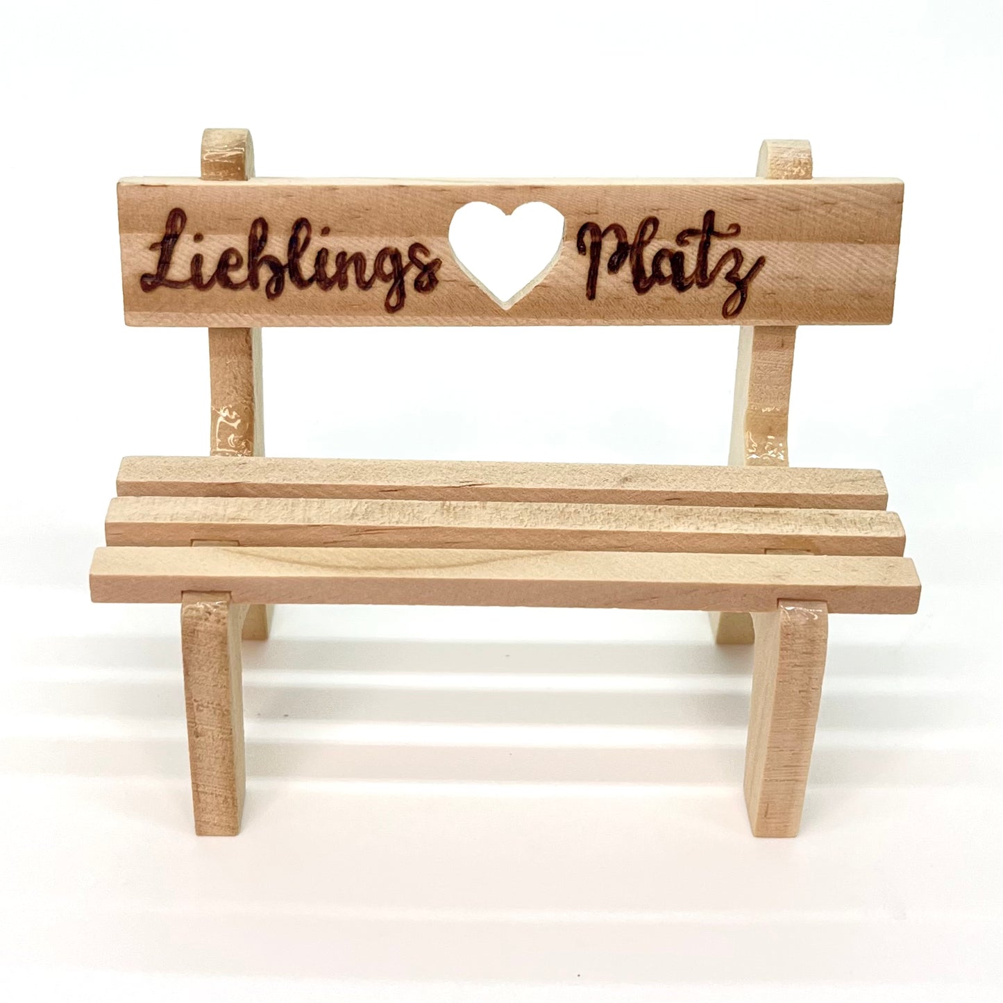 Bank "Lieblingsplatz" - Brandmalerei - Holz - 10 x 4,5 x 7,5 cm - Wichteltür Zubehör - Wichteltüren - s'Wichtal - Bernd Borowicz