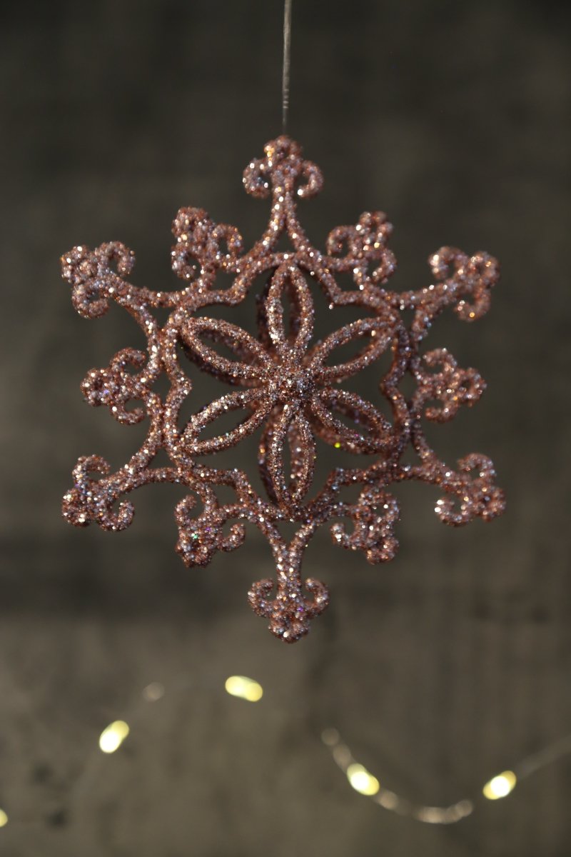 Schneeflocke - rosa - Glitzer - zum Hängen - 12,5 cm / 3,0 cm / H 12,5 cm - S´Wichtal - Bernd Borowicz