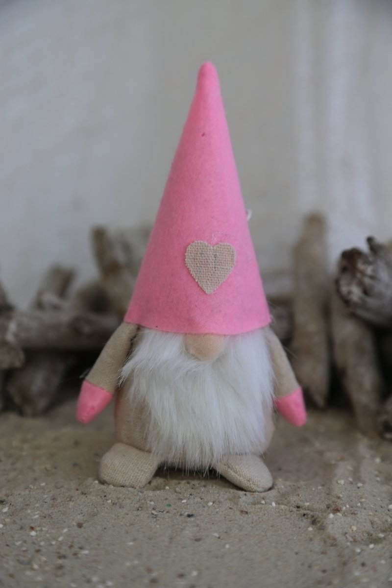 Wichtel - weißer Bart - Filzmütze - Leinen - rosa - 2 Größen (15 cm / 35 cm) - S´Wichtal - Bernd Borowicz