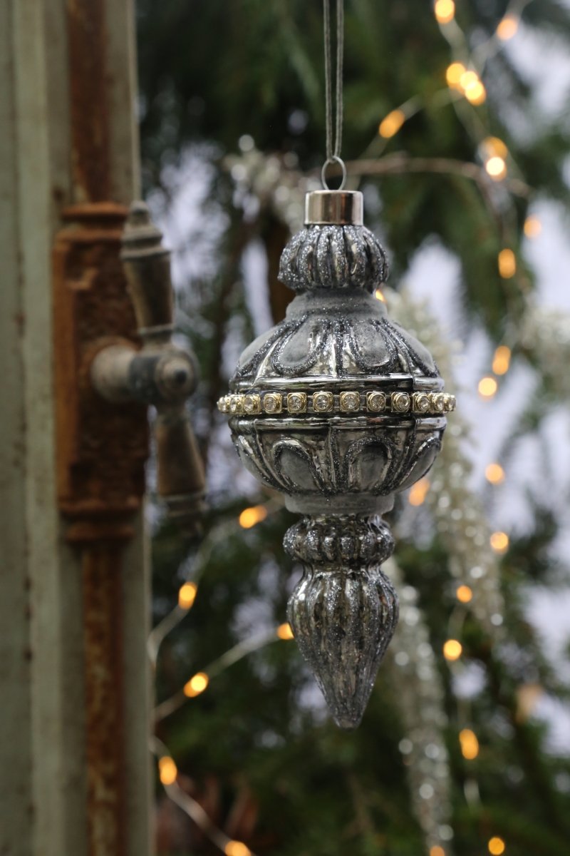 Zapfen - Ornament - grau - Glas - 11,5 cm - S´Wichtal - Bernd Borowicz