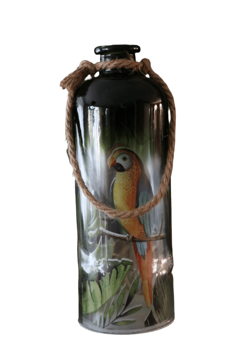 Laterne - Lichterkette in der Flasche - Dschungel - mit Soundeffekt - B 11 cm x H 31 cm