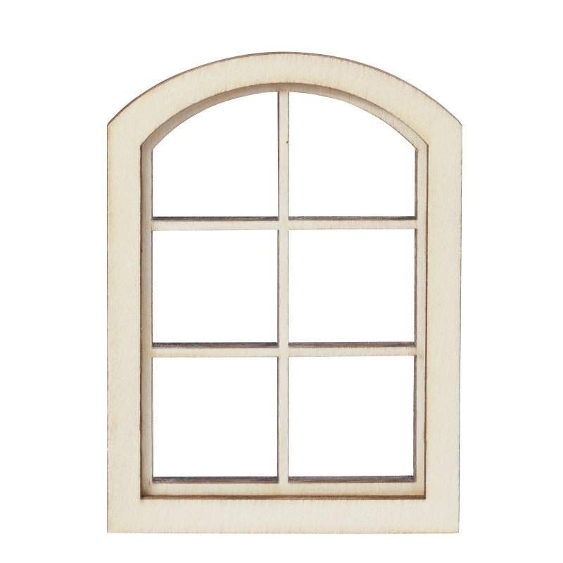 Fenster mit Rundogen aus Holz - Ideal für die Wichteltür als Zubehör