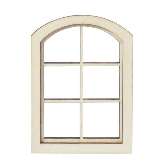 Fenster mit Rundogen aus Holz - Ideal für die Wichteltür als Zubehör