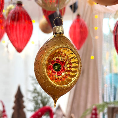 Lauscha Christbaumschmuck - Reflex-Ei  - Glas - gold