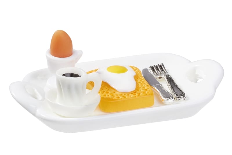 Frühstück mit Kaffee, Ei und Toast mit Besteck - Wichteltür Zubehör
