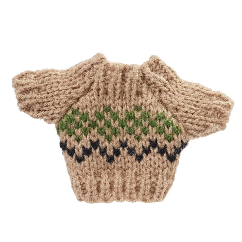 Mini Pullover aus Strick in nautur gemustert als Wichteltür Zubehör - damit es den Wichtel nicht friert.