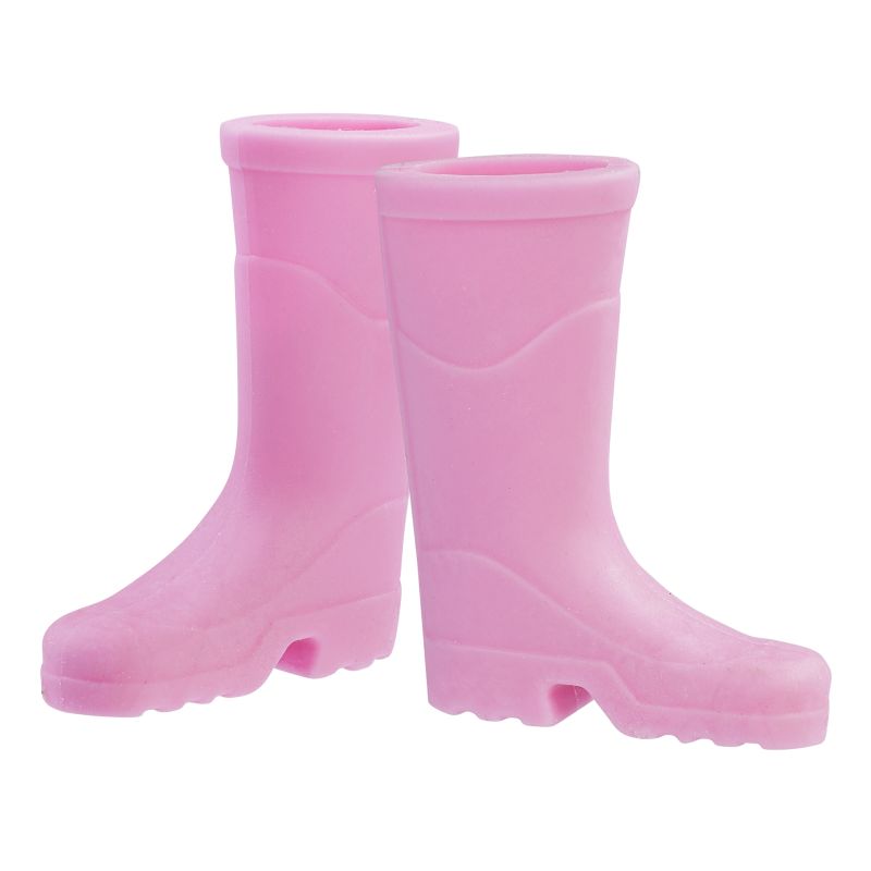 Rosa Gummistiefel als Zubehör für die Wichteltür