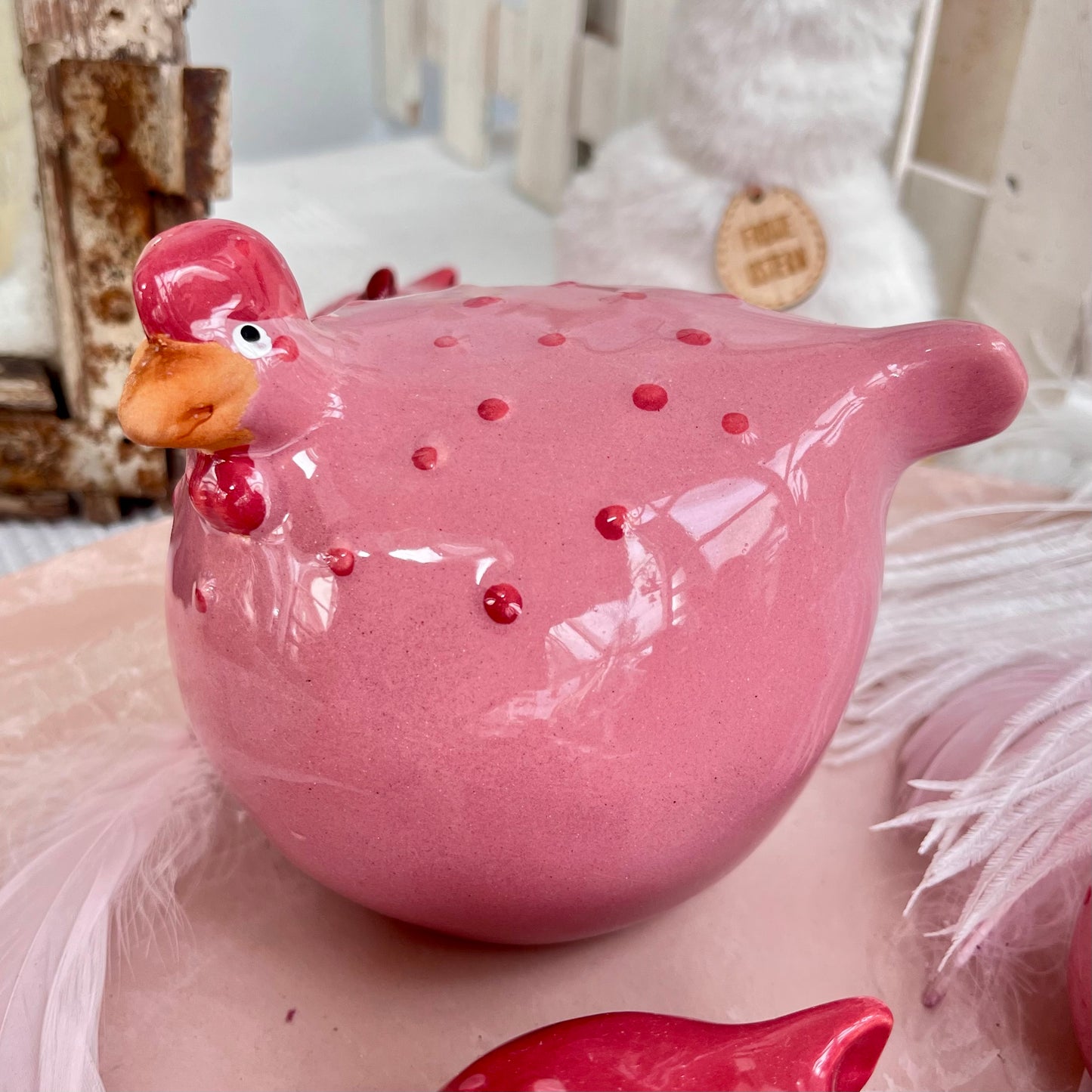 Huhn aus Keramik in 4 Farben und 2 Größen