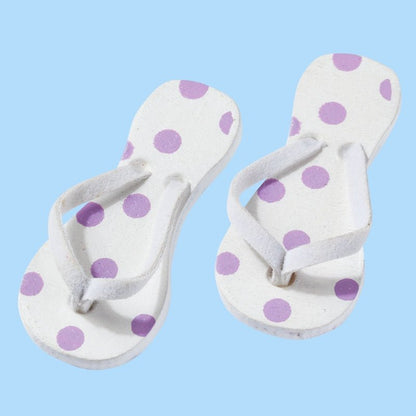 Flip Flops - Holz - violett gepunktet - L 4,5 cm - Wichteltür Zubehör - Wichteltüren