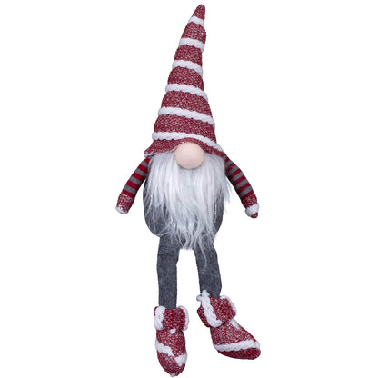 Wichtel mit weißem Fellbart und dezenten Silbersträhnen. Dieser Wichtel überzeugt mit einer tollen Farbkombination aus rot, grau und weiß. Seine geringelten Ärmchen sowie die Silbersträhnen in Bart und Mütze bilden zudem echte Highlights.
Sitzend bis zum Ende der Zipfelmütze hat er eine Größe von ca 26 cm.
Mit seinen Schlenkerbeinen kommt er auf eine Gesamtlänge von ca. 46 cm.
Höhe: ca 46 cm - Material: Strick, Stoff, Filz - Farben: rot, grau, weiß, silber