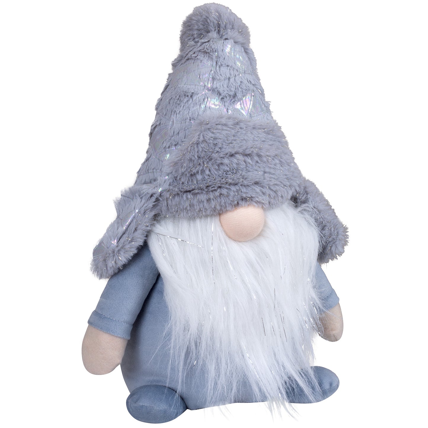 Sitzender Wichtel mit irisierender Mütze und dezenten Silbersträhnen. Er wirkt in der Farbe Eisblau schon sehr extravagant.
Die Silbersträhnen in Bart und Mütze bilden zudem echte Highlights. Höhe: ca 31 cm - Material: Samt, Filz, Fell - Farben: eisblau, weiß, natur, silber