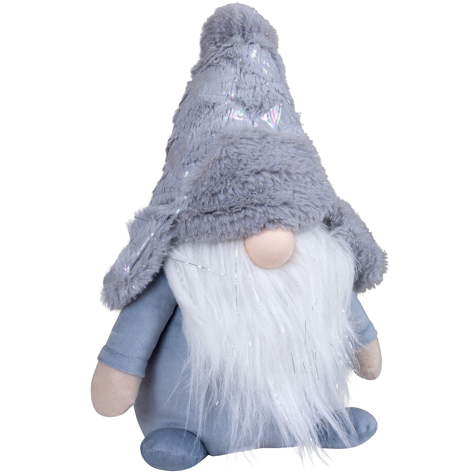 Sitzender Wichtel mit irisierender Mütze und dezenten Silbersträhnen. Er wirkt in der Farbe Eisblau schon sehr extravagant.
Die Silbersträhnen in Bart und Mütze bilden zudem echte Highlights. Höhe: ca 31 cm - Material: Samt, Filz, Fell - Farben: eisblau, weiß, natur, silber