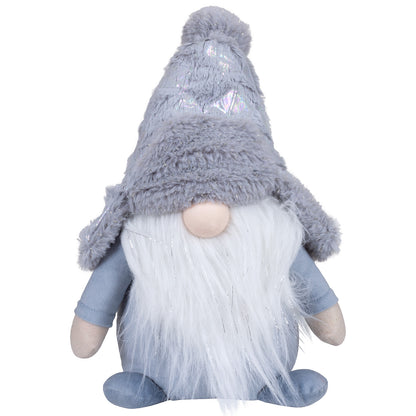 Sitzender Wichtel mit irisierender Mütze und dezenten Silbersträhnen. Er wirkt in der Farbe Eisblau schon sehr extravagant.
Die Silbersträhnen in Bart und Mütze bilden zudem echte Highlights. Höhe: ca 31 cm - Material: Samt, Filz, Fell - Farben: eisblau, weiß, natur, silber