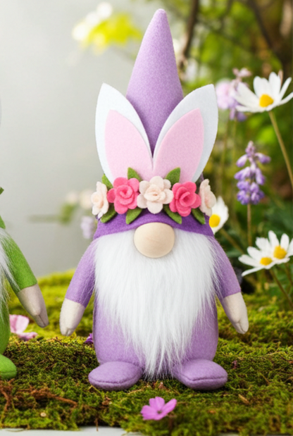 Wichtel Osterhase in 3 Farben erhältlich - In Kombination bilden die drei Wichtel das perfekte Trio zu Ostern. Höhe:20cm - Gewicht: 225 g - Applikationen: Filz Blumen, Hasenohren - Material: Filz, Holz, Stoff - Farben: grün, rosa, lila, weiß