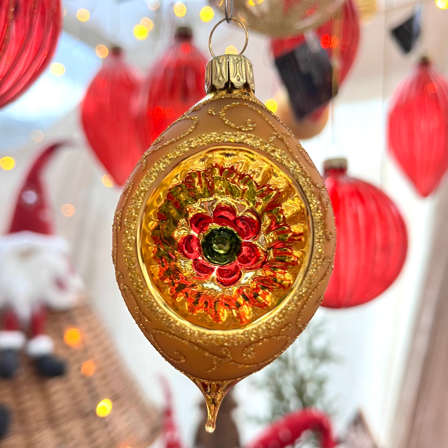 Lauscha Christbaumschmuck - Reflex-Ei  - Glas - gold