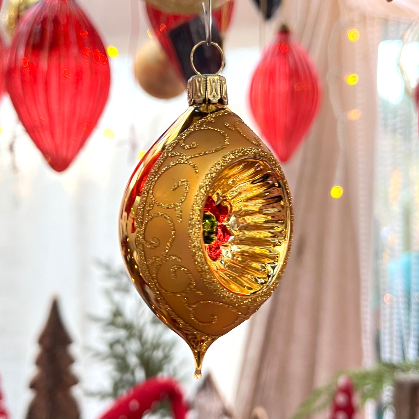 Lauscha Christbaumschmuck - Reflex-Ei  - Glas - gold