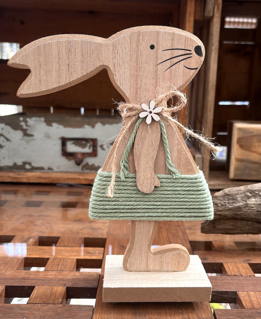 Hase auf Holzsockel mit Jute - Er oder Sie - H ca. 20 cm