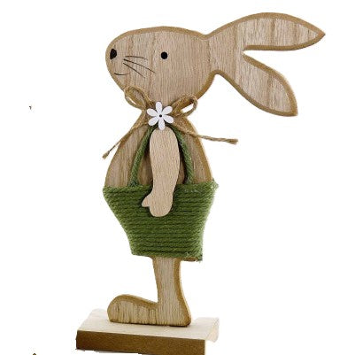 Hase auf einem Holzsockel mit einer Hose oder Rock aus Jute - Er und Sie - was für ein wunderschönes Paar. Seine Hose ist grün und ihr Rock mintfarben. Höhe: ca. 20,0 cm - Material: Holz, Jute - Farben: natur, grün, mint - Lieferumfang: 1 Hase auf Holzsockel in der ausgesuchten Variante