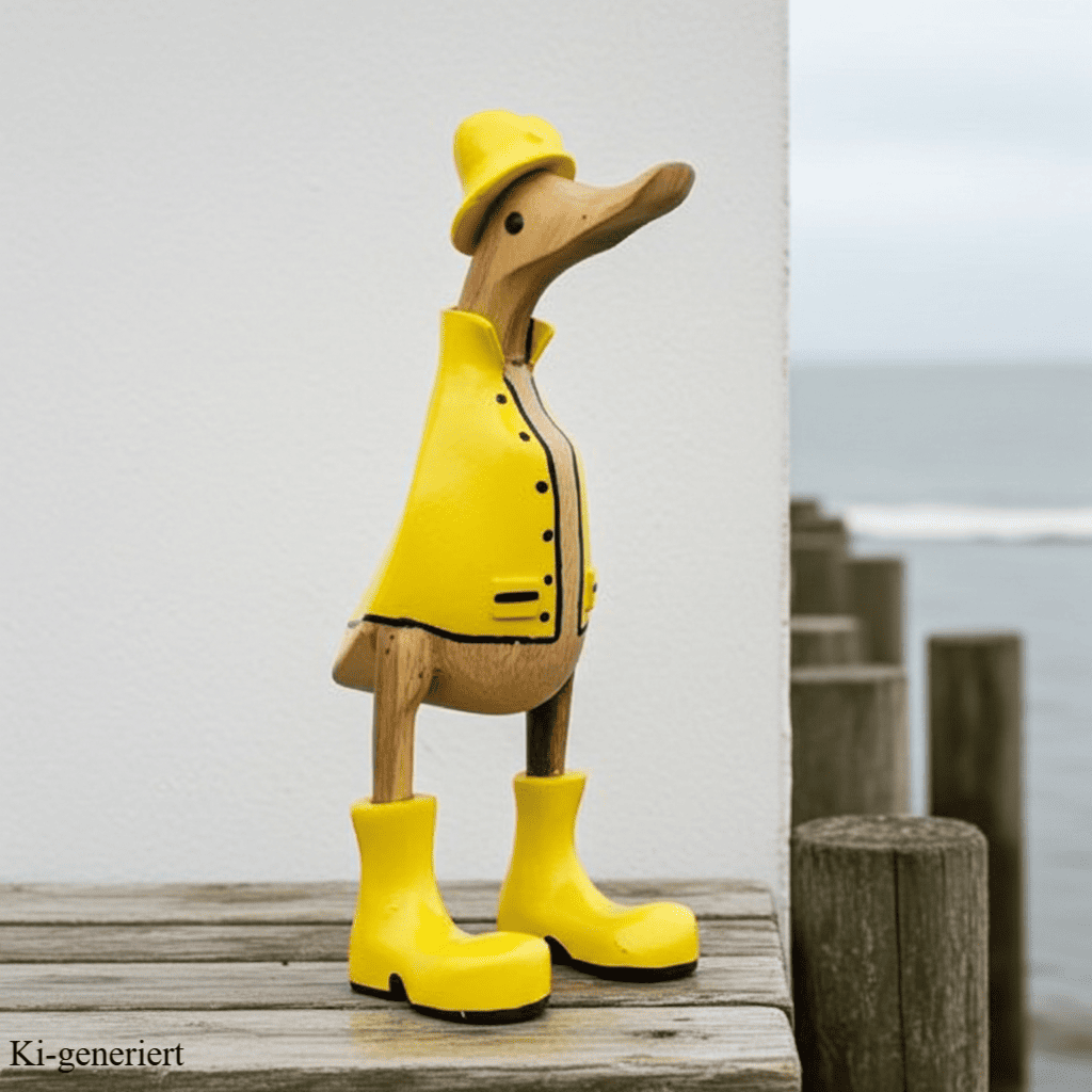 Bambusente "Friese" mit gelbem Friesennerz in gelben Stiefeln und gelbem Cap. Die Bambusente hat eine Höhe von ca. 25 cm
Wunderschöne Deko aus Bambuswurzel. Jedes Teil handgefertigt und ein Unikat. Ein Hingucker für Drinnen und Draußen. Zudem stehen die Enten aus Bambus für Familie, Treue Liebe und Holz für Wachstum. So macht es sie dadurch auch zu einem bedeutungsvollen Geschenk für einen lieben Menschen.