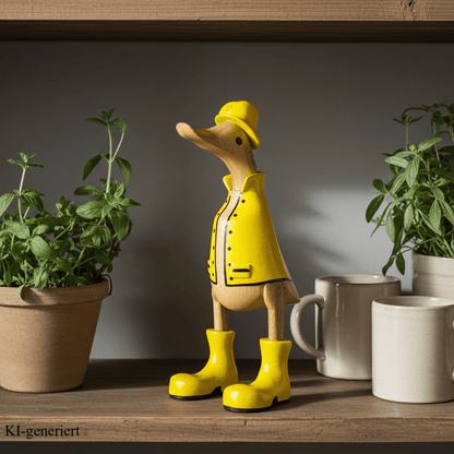 Bambusente "Friese" mit gelbem Friesennerz in gelben Stiefeln und gelbem Cap. Die Bambusente hat eine Höhe von ca. 25 cm
Wunderschöne Deko aus Bambuswurzel. Jedes Teil handgefertigt und ein Unikat. Ein Hingucker für Drinnen und Draußen. Zudem stehen die Enten aus Bambus für Familie, Treue Liebe und Holz für Wachstum. So macht es sie dadurch auch zu einem bedeutungsvollen Geschenk für einen lieben Menschen.