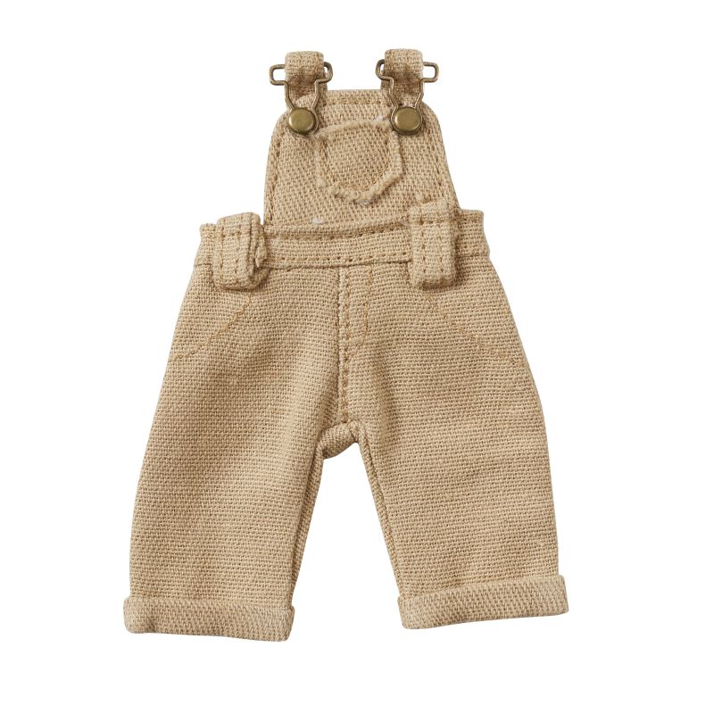 Beige Latzhose als Wichteltür Zubehör - Maße 8,5 x 4 cm